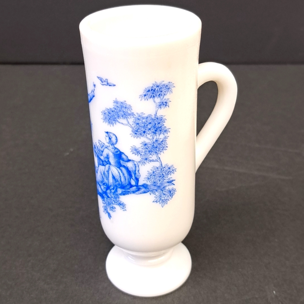 Vintage Avon milk glass  Demitasse with colonial scene